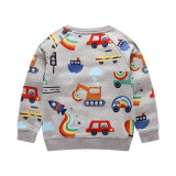 Toddler Boys Cartoon Cars and Rainbow Pattern Sweatshirts Long Sleeve Tops