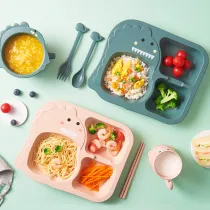 Cute Dinosaur Cartoon Children 6 Pieces Tableware Animal Model Auxiliary Food Bowl Kindergarten Soup Bowl Dinner Bowl