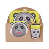 5 Pieces Cartoon Toddler Kids Animal Tableware Auxiliary Food Bowl Kindergarten Plates Cups Dowl Spoons Forks
