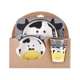 Cartoon Animal 5 Pieces Tableware Auxiliary Food Bowl Kindergarten Plates Cups Dowl Spoons Forks