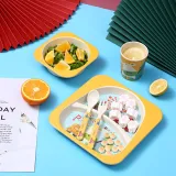 Square Cute Rabbit Pig Children 5 Pieces Tableware Animal Model Auxiliary Food Bowl Kindergarten Soup Bowl Dinner Bowl