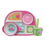 5 Pieces Cute Animal Toddler Kids Tableware Model Auxiliary Food Bowl Kindergarten Plates Cups Dowl Spoons Forks