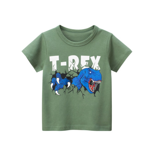 Toddler Boys T-shirts Cartoon Blue Dinosaur Pattern Cotton Tops