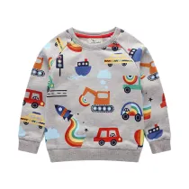 Toddler Boys Cartoon Cars and Rainbow Pattern Sweatshirts Long Sleeve Tops