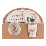 Cartoon Children 5 Pieces Tableware Animal Auxiliary Food Bowl Kindergarten  Plates Cups Dowl Spoons Forks