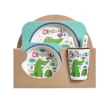 Cartoon Children 5 Pieces Tableware Animal Fruit Model Auxiliary Food Bowl Kindergarten Plates Cups Dowl Spoons Forks