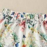 Toddler Girls Two-pieces Short Sleeve Top and Floral Shorts Set
