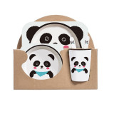 Cartoon Children 5 Pieces Tableware Animal Fruit Model Auxiliary Food Bowl Kindergarten Plates Cups Dowl Spoons Forks