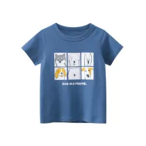 Toddler Boys T-shirts Dogs Frame Pattern Cotton Tops