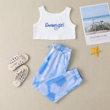Toddler Girls Two-pieces Vest Top and Tie-dye Trousers Set