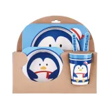 Cartoon Animal 5 Pieces Tableware Auxiliary Food Bowl Kindergarten Plates Cups Dowl Spoons Forks