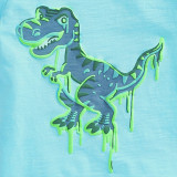Toddler Boys T-shirts Cartoon Dinosaur Pattern Round Collar Cotton Tops