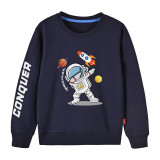 Toddler Boys Cartoon Astronaut & Rockets Pattern Sweatshirts Long Sleeve Tops