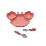 Cartoon Children 3 Pieces Tableware Crab Model Compartment Meal Bowl Kindergarten  Plates Cups Dowl Spoons Forks