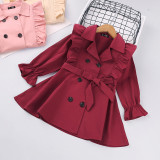 Toddler Girls  A-line Overcoat Outfits With Belt