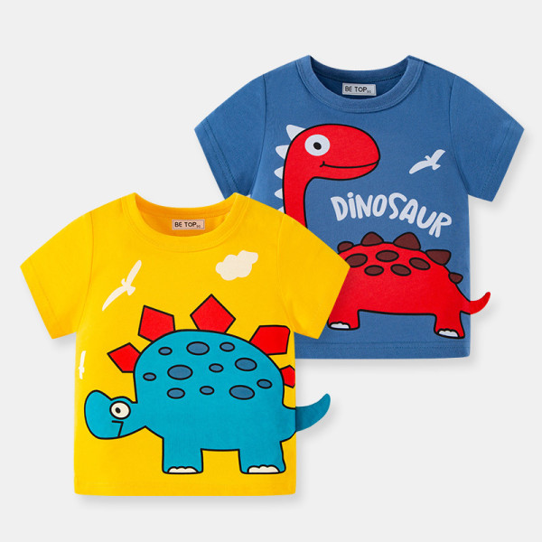 Toddler Boys T-shirts Cute Cartoon Dinosaur Pattern Cotton Tops