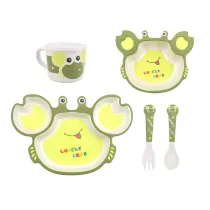 5 Pieces Cute Animal Toddler Kids Tableware Model Auxiliary Food Bowl Kindergarten Plates Cups Dowl Spoons Forks