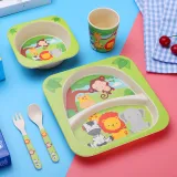 Square Cute Rabbit Pig Children 5 Pieces Tableware Animal Model Auxiliary Food Bowl Kindergarten Soup Bowl Dinner Bowl