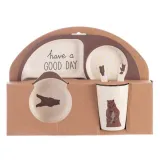Cartoon Children 5 Pieces Tableware Animal Auxiliary Food Bowl Kindergarten  Plates Cups Dowl Spoons Forks