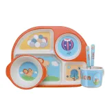 5 Pieces Cute Animal Toddler Kids Tableware Model Auxiliary Food Bowl Kindergarten Plates Cups Dowl Spoons Forks