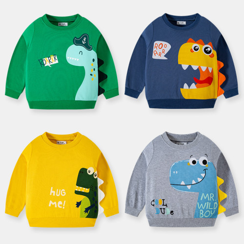 Toddler Boys Cartoon Cute Dinosaur Pattern Sweatshirts Long Sleeve Tops