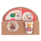 Cartoon Children 5 Pieces Tableware Animal Auxiliary Food Bowl Kindergarten  Plates Cups Dowl Spoons Forks
