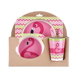 Cartoon Animal 5 Pieces Tableware Auxiliary Food Bowl Kindergarten Plates Cups Dowl Spoons Forks