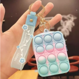Ombre Silica Gel Pop It Fidget Toy Pendant Key Chain