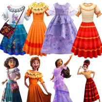 Toddler Girls Cartoon Flying Sleeve Princess Dress With Bag