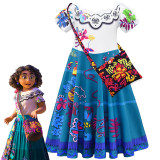 Toddler Girls Cartoon Flying Sleeve Princess Dress With Bag