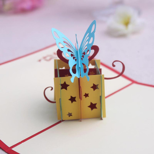 3D Pop Up Hollow Out Butterfly Gift Box Holiday Greeting Cards