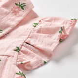 Toddler Girls Flying Sleeve Flower Pattern Shirt Dress Cotton Tops