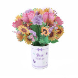 3D Birthday Mom Thanksgiving Day Flower Basket Gift Greeting Card