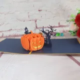 3D Pop Up Halloween Haunted House Smile Pumpkin Greeting Cards Ornaments