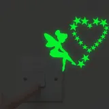 Fairy Star Cat Dog Luminous On-off Circuit Changer Stickers Room Waterproof Decorative Wallpaper