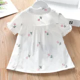 Toddler Girls Cartoon Daisy Pattern Short Sleeve Shirts Cotton Tops