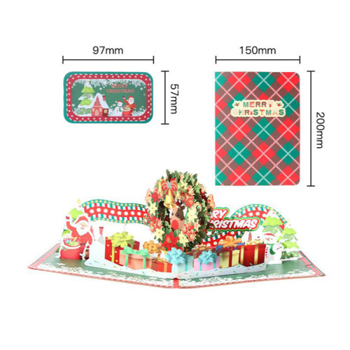3D Pop Up Merry Christmas Santa Deer Wreath Greeting Cards