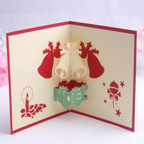 3D Paper Pop Up Christmas Bell Greeting Cards