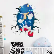 Blue SONIC Cartoon Bedroom Stickers Door Room Waterproof Decorative Wallpaper