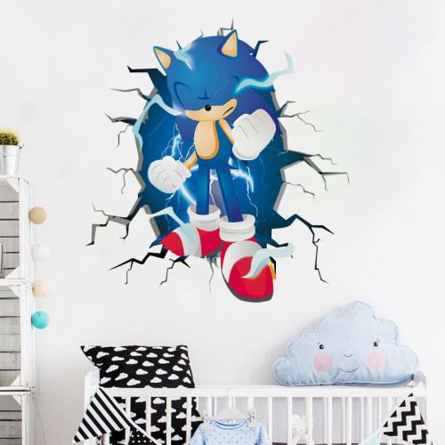 Blue SONIC Cartoon Bedroom Stickers Door Room Waterproof Decorative Wallpaper