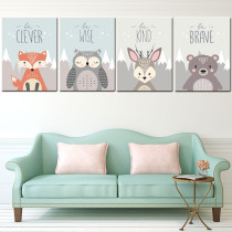 Bear Dear Fox Owl Animals Room Waterproof Decorative Wallpaper