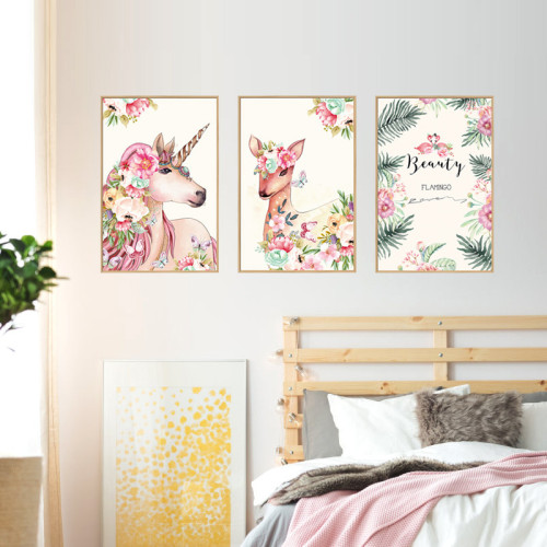 Pink Unicorn Deer Room Waterproof Decorative Wallpaper