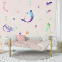 Rainbow Ombre Mermaid Bedroom Door Room Waterproof Decorative Wallpaper