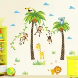 Coconut Tree Monkey Room Waterproof Decorative Wallpaper