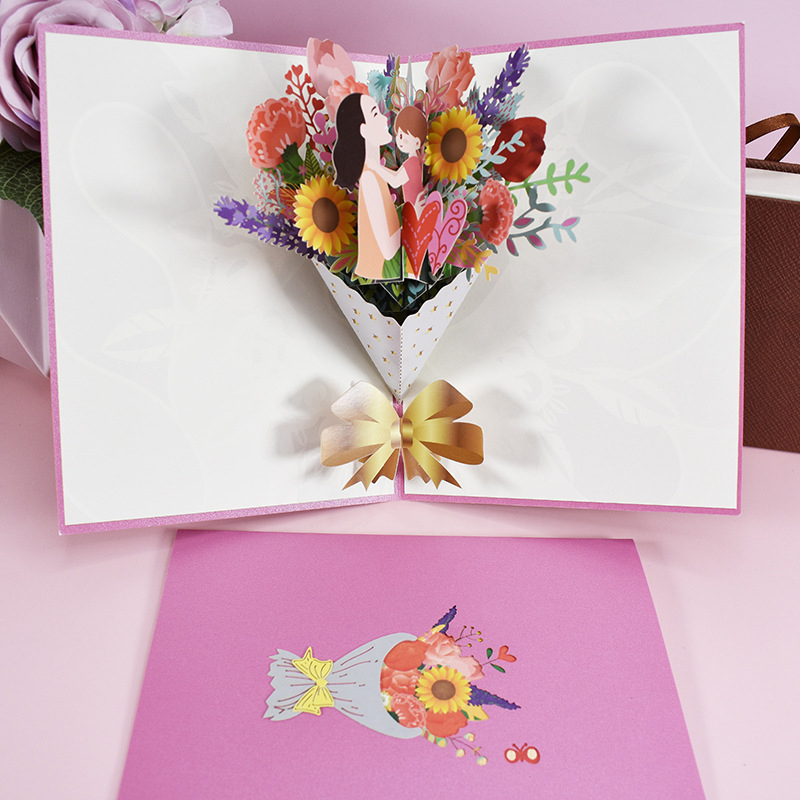 3D Pop Up Flower Greeting Card with Envelopes for Mother's Day
