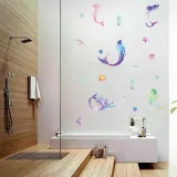 Rainbow Ombre Mermaid Bedroom Door Room Waterproof Decorative Wallpaper