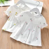 Toddler Girls Cartoon Daisy Pattern Short Sleeve Shirts Cotton Tops