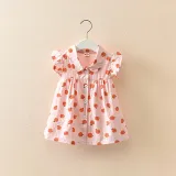 Toddler Girls Flying Sleeve Fruit Pattern Shirt Dress Cotton Tops