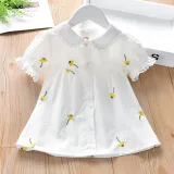 Toddler Girls Cartoon Daisy Pattern Short Sleeve Shirts Cotton Tops
