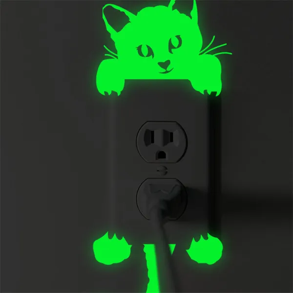 Fairy Star Cat Dog Luminous On-off Circuit Changer Stickers Room Waterproof Decorative Wallpaper
